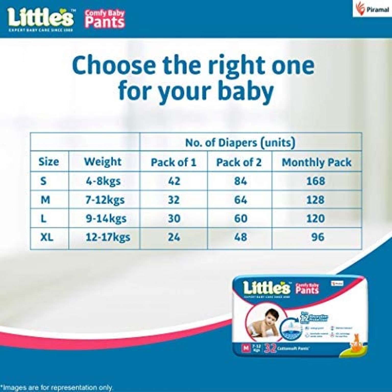 Little's Baby Pants Diapers with Wetness Indicator and 12 Hours ...